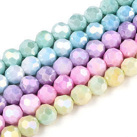 Антикоррозийные гальванические стеклянные бусины, имитация драгоценных камней, круглые, с покрытием AB цвета, граненый(32 граненый)