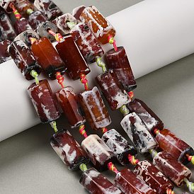 Природные пожары треск агат бисер нитей, окрашенная и подогревом, граненые, колонка