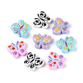 Печатные непрозрачные акриловые бусины, бабочка