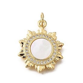 Подвески в форме ракушек из латуни с микропаве и кубическим цирконием, с целью перехода в кольце, без кадмия и без свинца, цветок