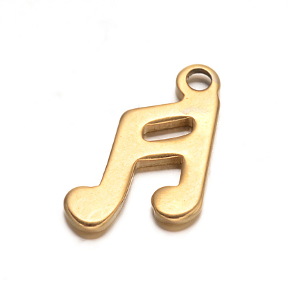 304 Stainless Steel Musical Note Charms Ion Plating(IP), 12x7.5x1mm, Hole: 1.5mm