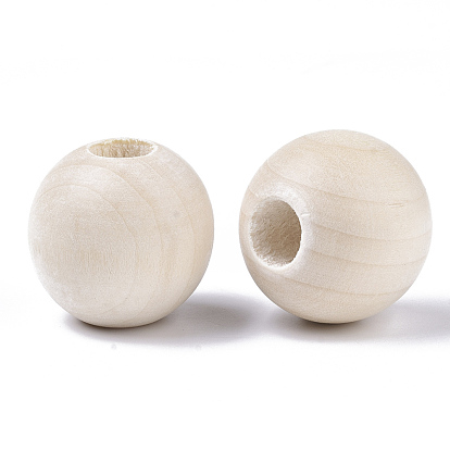 Unfinished Natural Wood Beads, Round