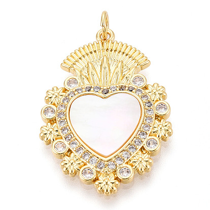 Латунные микропаве прозрачные подвески с фианитом, без кадмия и без свинца, с оболочкой, сердце, с целью перехода в кольце