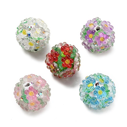 Цветок с круглыми бусинами из полимерной глины со стразами, cmолой, для самодельных украшений и украшений для ручек