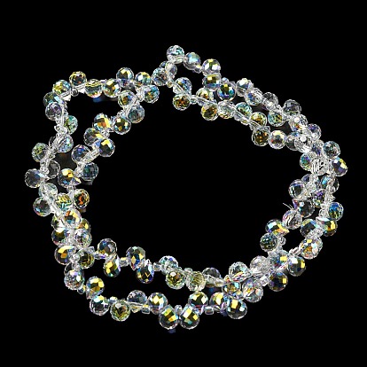 AB Color Plated Electroplate Transparent Glass Beads Strands, Faceted, Teardrop