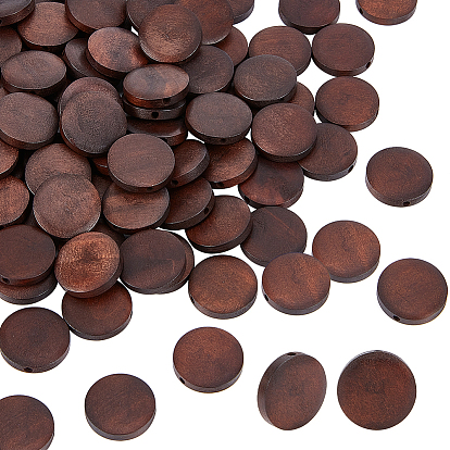 100 шт. бусины из натурального дерева груша, окрашенные, плоско-круглые