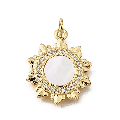 Подвески в форме ракушек из латуни с микропаве и кубическим цирконием, с целью перехода в кольце, без кадмия и без свинца, цветок