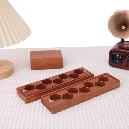 Wood Dice Storage Box, with Magnetic Cover, Cuboid with Hexagon Pattern