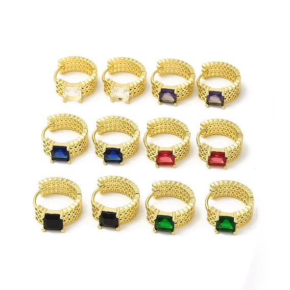 Стеклянные квадратные серьги-кольца, настоящие позолоченные украшения из латуни для женщин, без кадмия, без никеля и без свинца