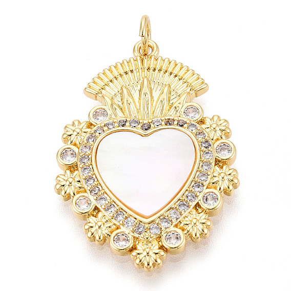 Латунные микропаве прозрачные подвески с фианитом, без кадмия и без свинца, с оболочкой, сердце, с целью перехода в кольце