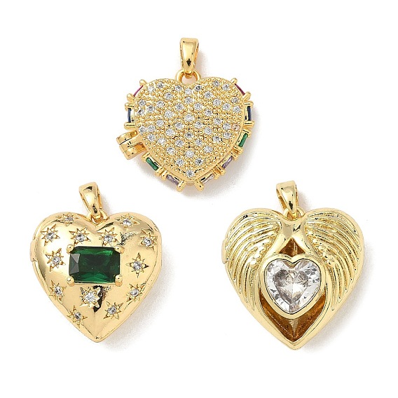 Латунные микропроволочные кубические циркониевые медальоны, шарма сердца, реальный 18 k позолоченный