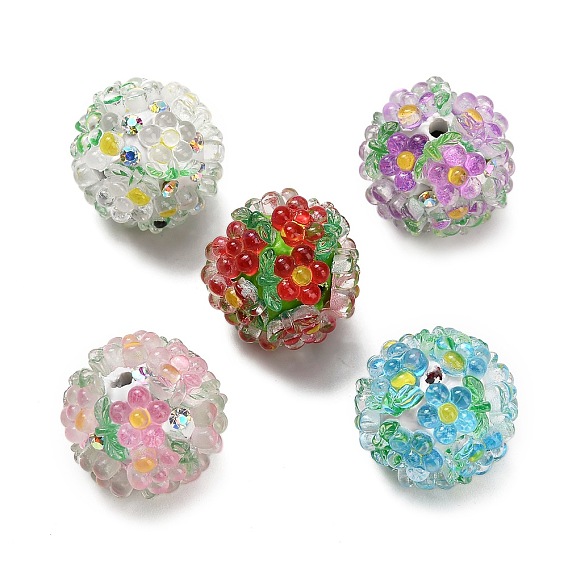 Цветок с круглыми бусинами из полимерной глины со стразами, cmолой, для самодельных украшений и украшений для ручек