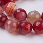 Faceted Round Dyed Natural Striped Agate/Banded Agate Beads Strands