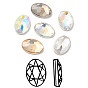 K9 Glass Rhinestone Cabochons, Flat Back & Back Plated, Faceted, Oval