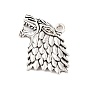Волк подвески сплава тибетский стиль, без свинца и без кадмия, 27x44x5 мм, отверстие : 3 мм, Около 70 шт / 500 г