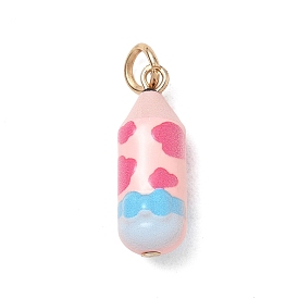 Alloy Enamel Pendants, Crayon Charms, Golden