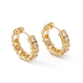 Cubic Zirconia Hinged Hoop Earrings, Real 18K Gold Plated Brass Jewelry for Women, Cadmium Free & Nickel Free & Lead Free