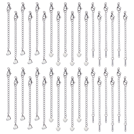 60 шт. 3 стили 304 удлинитель цепи из нержавеющей стали, сердце, с застежками и подвеской