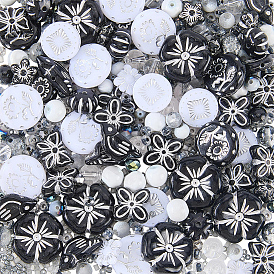 80pcs 10 styles de perles acryliques opaques, avec 100 pièces 5 perles de verre de couleurs, 1000 pcs 3 styles perles de rocaille en verre