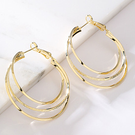 Geometric Large Hoop Earrings for Women in Cool Metal Style, 18K Gold Plated