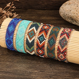 Плетеные браслеты из стеклянных бусин в стиле бохо, этнические шнуровые браслеты для женщин