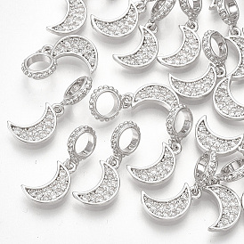 Латунное микропейв с кубическим цирконием европейские подвески с подвесками, Подвески с большими отверстиями, луна, прозрачные