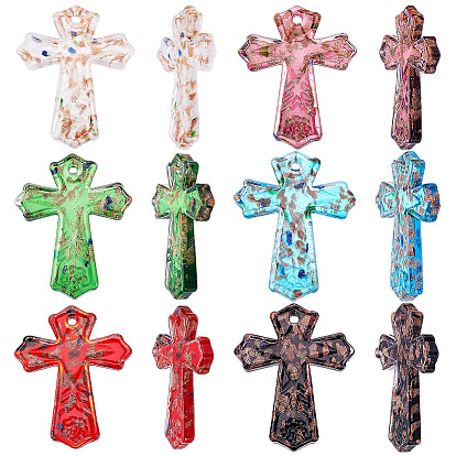 6 шт. 6 цвета золотой песок подвески ручной работы в технике лэмпворк, крестик