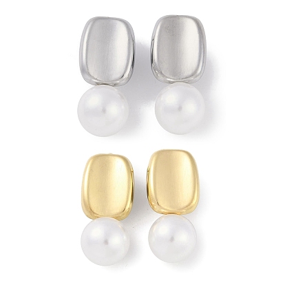 304 из нержавеющей стали серьги, с абс бисера, для женщин, прямоугольные