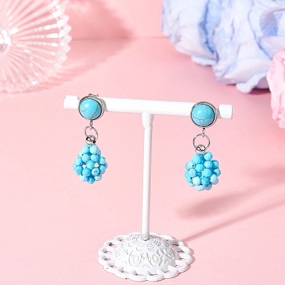 Серьги-гвоздики в форме капли из синтетической бирюзы, с 304 штифтов из нержавеющей стали