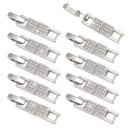 10шт. латунные микропаве прозрачные кубические цирконии застежки для часовых ремешков, квадратный