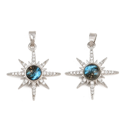 Micro cuivres ouvrent pendentifs zircone cubique, avec la glace, charmes de soleil, crémaillère plaquage, plaqué longue durée
