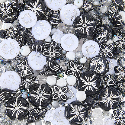 80pcs 10 styles de perles acryliques opaques, avec 100 pièces 5 perles de verre de couleurs, 1000 pcs 3 styles perles de rocaille en verre