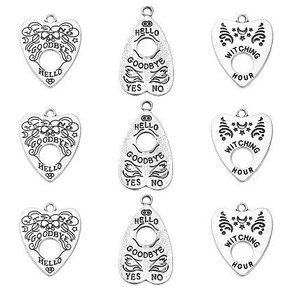 30 шт 3 стили подвески из сплава в тибетском стиле, сердце со словом привет и до свидания и ведьмин час