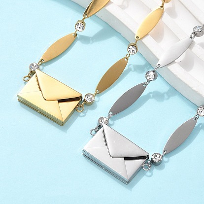 304 из нержавеющей стали овальные браслеты ссылка, сплав конверт и слово люблю тебя браслеты для женщин, со стразами