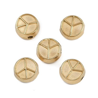 304 из нержавеющей стали бусы, ионное покрытие (ip), плоские круглые с знаком мира