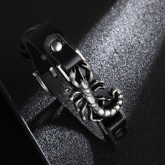 Женские браслеты из искусственной кожи со шнуром скорпиона