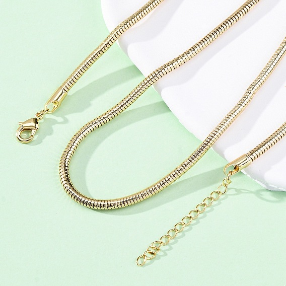 Латунные ожерелья в виде змеи для женщин, 304 из нержавеющей стали застежкой омар, стойки покрытие, без свинца и без кадмия, долговечный