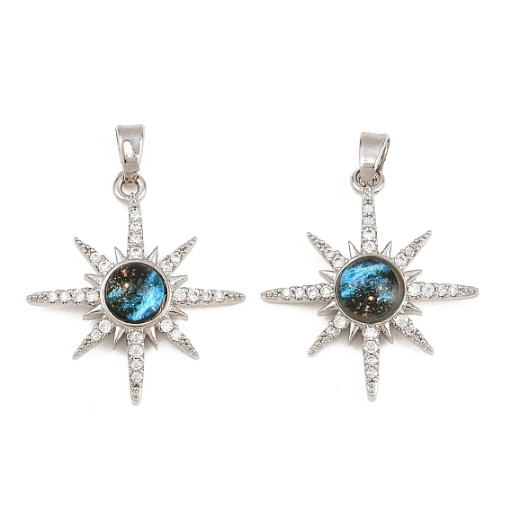 Micro cuivres ouvrent pendentifs zircone cubique, avec la glace, charmes de soleil, crémaillère plaquage, plaqué longue durée