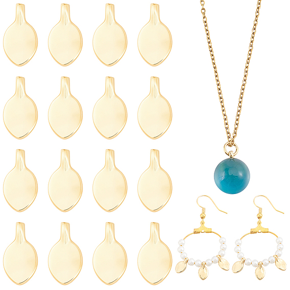 16Pcs Rack Plating Brass Charms, Leaf Charms, Lead Free & Cadmium Free, Long-Lasting Plated
