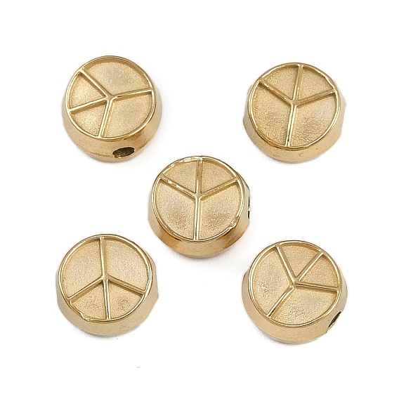 304 из нержавеющей стали бусы, ионное покрытие (ip), плоские круглые с знаком мира