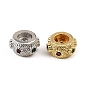 Brass Micro Pave Colorful Cubic Zirconia Beads, Flat Round, Rack Plating, Long-Lasting Plated, Cadmium Free & Lead Free