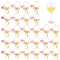 26Pcs Alloy Enamel Wine Glass Charms, with ABS Plastic Pearl & Brass Wine Glass Charms Ring, Bowknot with Letter A~Z