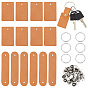 DIY Blank Keychain Making Kit, Including Rectangle & Oval Leather Clothing Blank Labels, with Rivets, Iron Split Key Ring