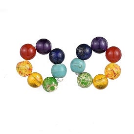 Chakra Jewelry, Natural & Synthetic Gemstone Stud Earrings, with 304 Stainless Steel Stud Earring Findings and Ear Nuts