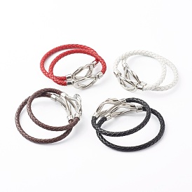 Braided Imitation Cowhide Leather Cord Bracelets for Couple, with 304 Stainless Steel Magnetic Clasps