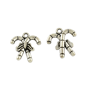 Tibetan Style Zinc Alloy Pendants, Candy Cane, Lead Free & Cadmium Free, 18.6x17.3x5mm, Hole: 2mm, about 277pcs/500g