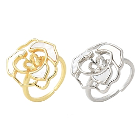 Закрепки для колец-манжет из латуни с цветком, за половину пробурено бисера, стойки покрытие, долговечный, без свинца и без кадмия