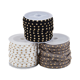 3 рулоны 3 цвета искусственной замши шнур, с заклепкой из сплава серебра, для панк-рок ювелирных изделий