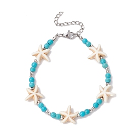 Synthetic Turquoise Starfish Beaded Bracelets for Women