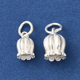 925 Sterling Silver Tulip Flower Charms with Jump Rings